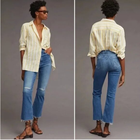 MOTHER The Hustler Ankle Fray Jeans in Can't Stop Staring Ripped Knees Size 31 - Picture 1 of 16